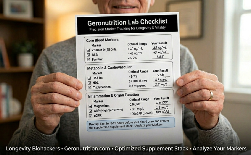 geronutrition seniors blood test report checklist