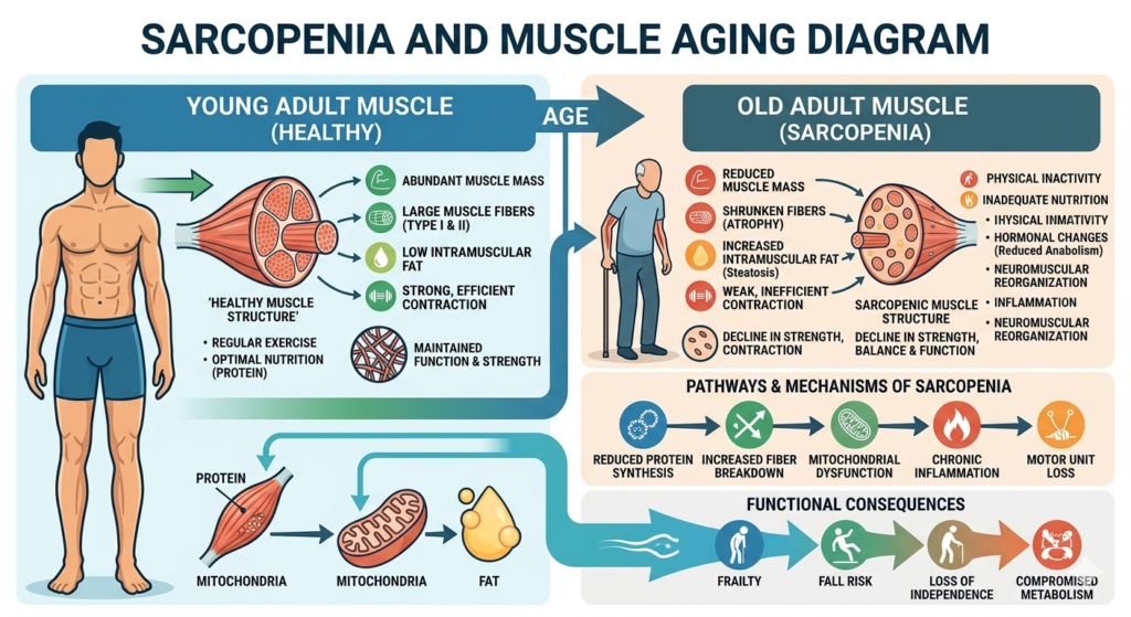 sarcopenia and muscle aging longevity diagram